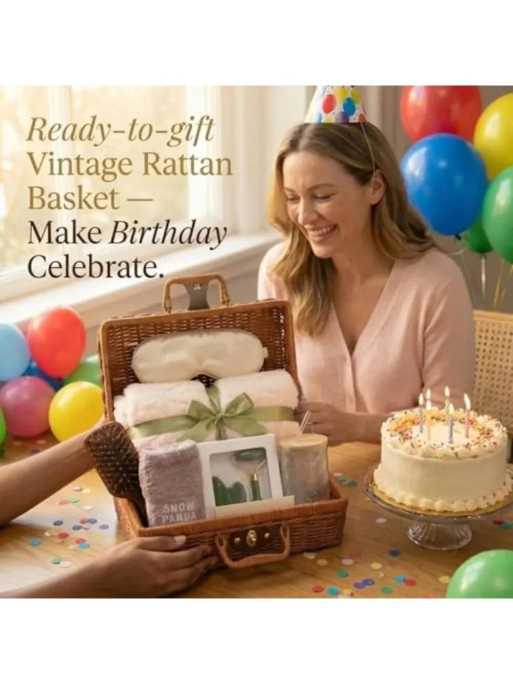 14-Piece Spa Gift Basket for Women | Vintage Relaxation Set with Blanket